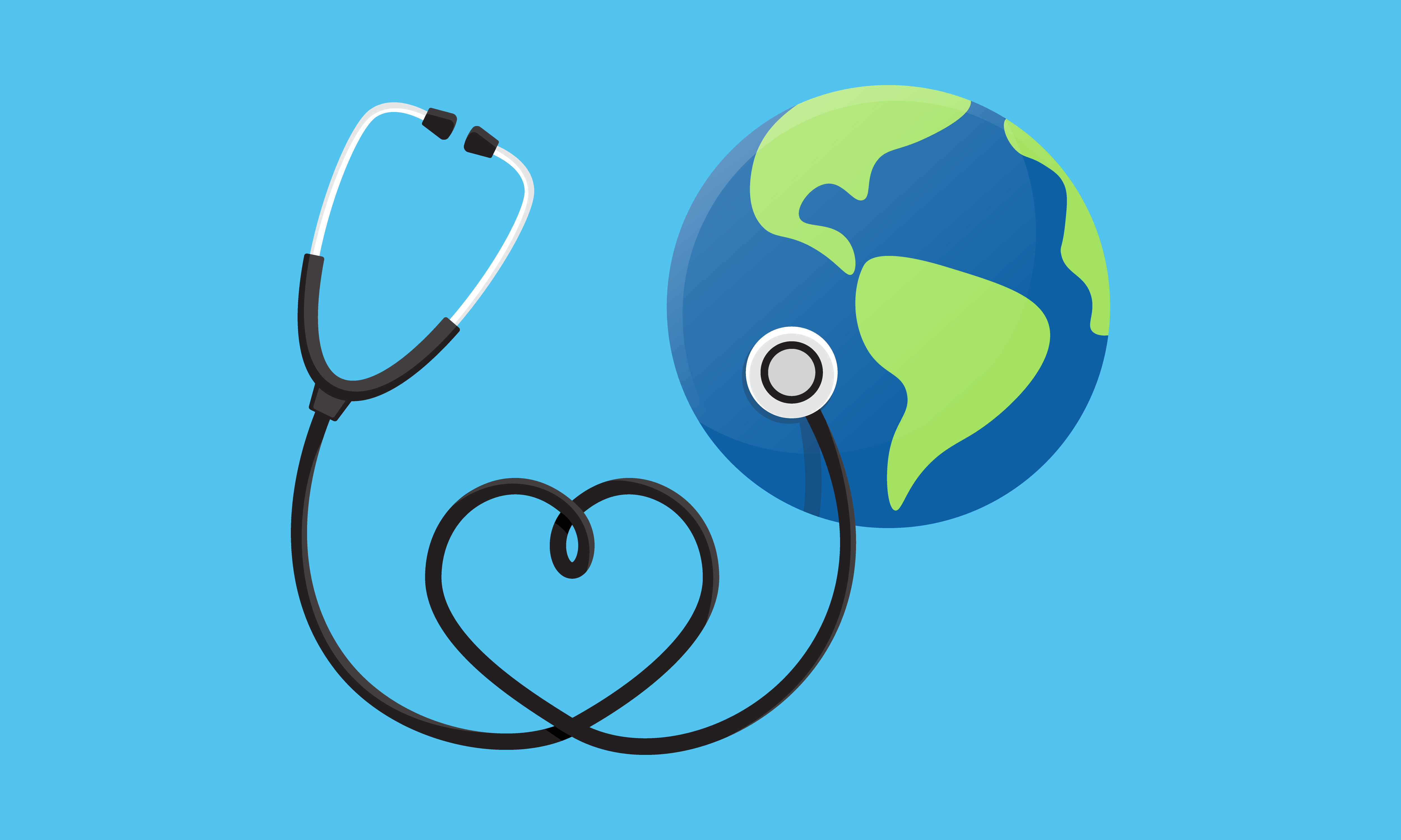 Heart earth world globe with stethoscope. World Health Day.2