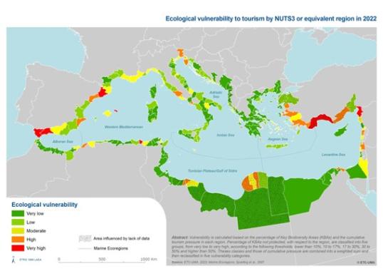 Ecological vulnerability to tourism in 2022